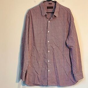 Fairlane & Sons Men's Red, White and Blue Checkered Button Down Shirt Size: XXL